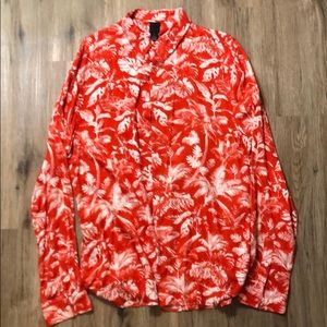 H&M floral long sleeve button down-slim fit NWOT